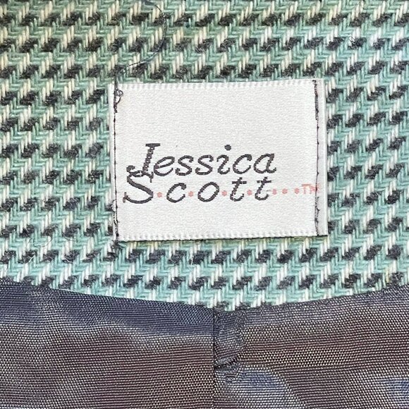 Jessica Scott Vintage Woven Blazer — Sage Green Textured Single Button Jacket - Picture 6 of 13